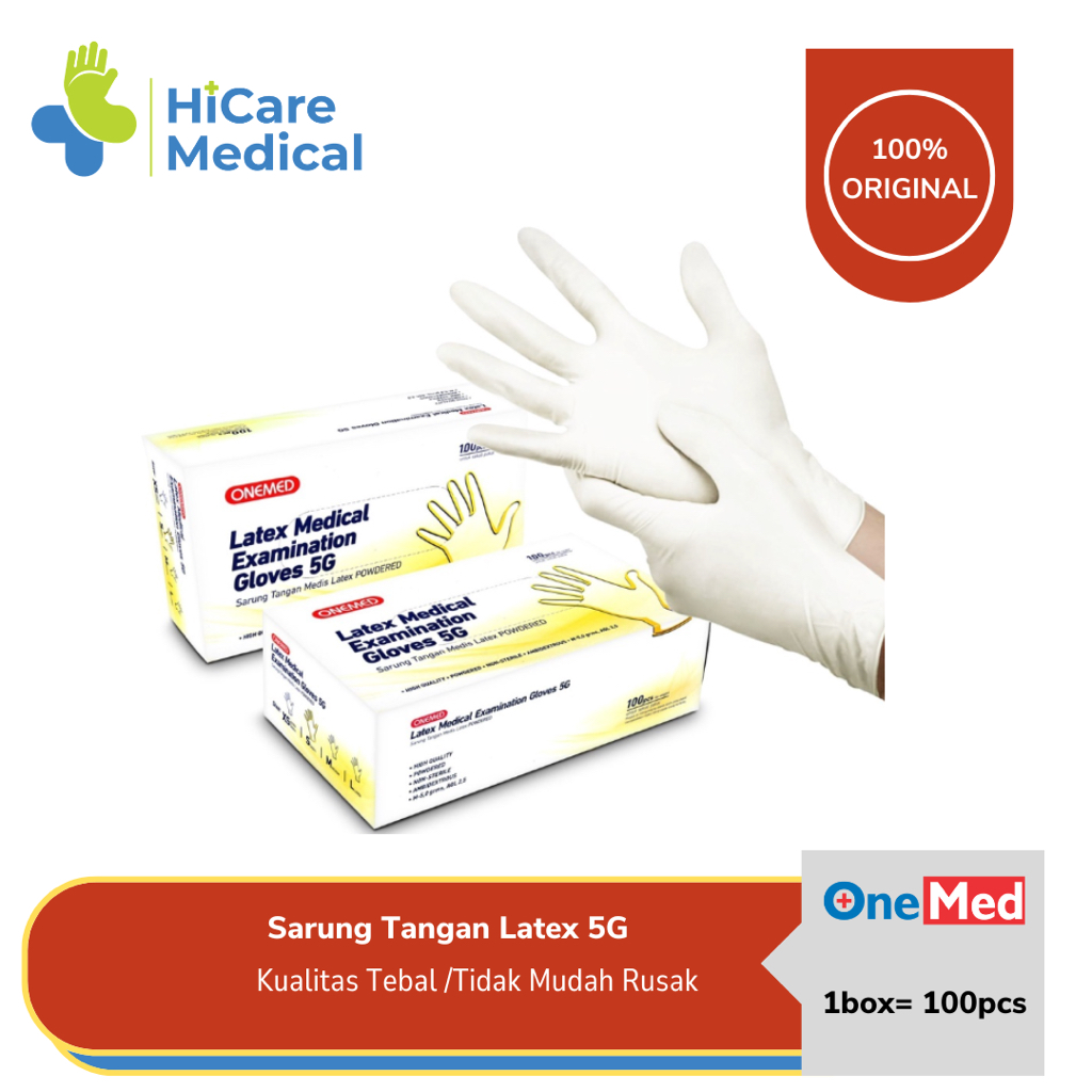 Sarung Tangan Medis Latex Powdered Onemed isi 100pcs