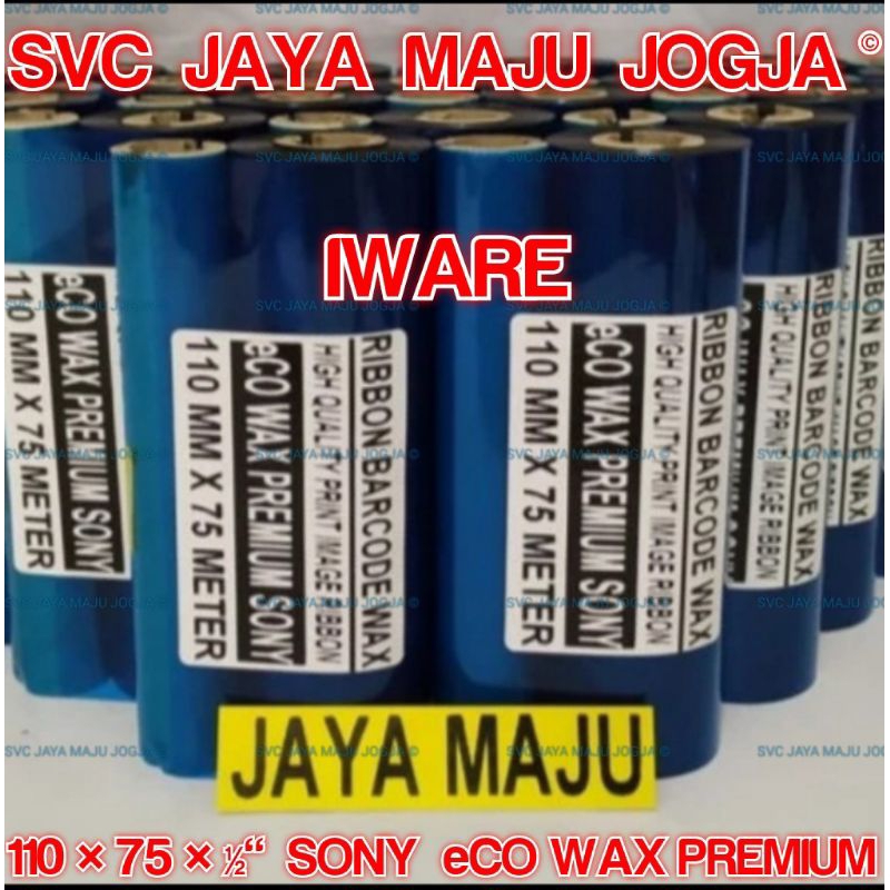 [ IWARE ]  110 MM  X  75 M   SONY  eCO PREMIUM WAX - FACE OUT  ||  CORE  ½" - DOUBLE CORE COAK  ||  