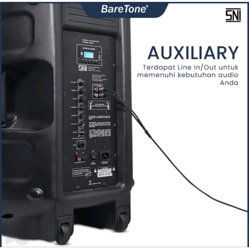 Speaker Aktif Portable Baretone 15 inch Bluetooth Karaoke Meeting Wireless Speaker Baretone