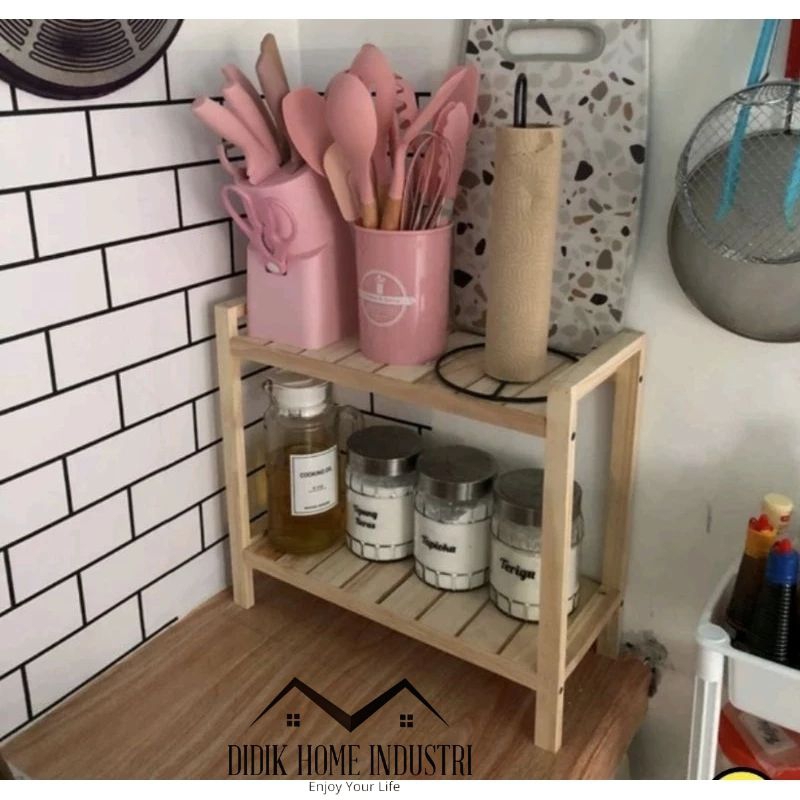 Rak KOREA Rak Bumbu Dapur  2 Tingkat Model Aesthetic