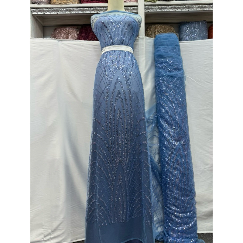 (COD)kain bahan tulle aksesoris full payet soroschi korea/bahan kebaya full payet