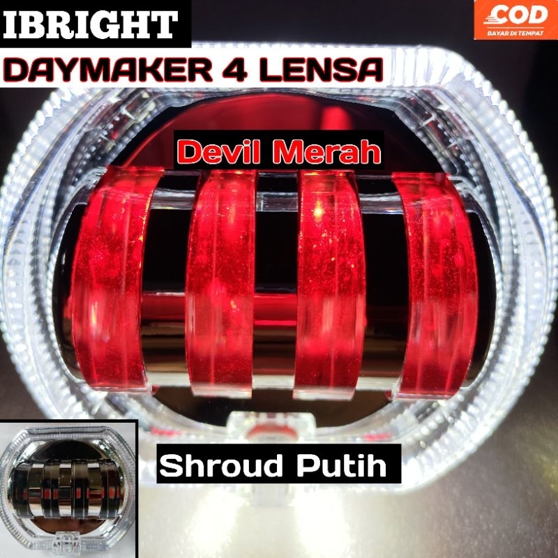 Lampu IBRIGHT Daymaker 4 Lensa Gen 2 | Lampu Tembak Daymaker Motor/Mobil