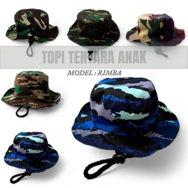 TOPI TENTARA ANAK MODEL RIMBA LORENG ARMY || TOPI ANAK LORENG TNI || TOPI RIMBA UNISEX KIDS ARMY OUT