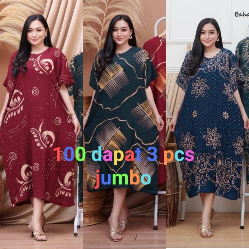 100 Dapat 3 Pcs Daster Jumbo ld 125 cm Aneka Motif Kekinian Daster Busui