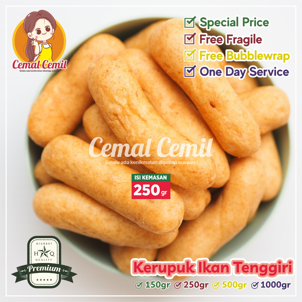 

Cemal Cemil : Kerupuk Ikan Tenggiri 250gr-Snack/Cemilan/Camilan