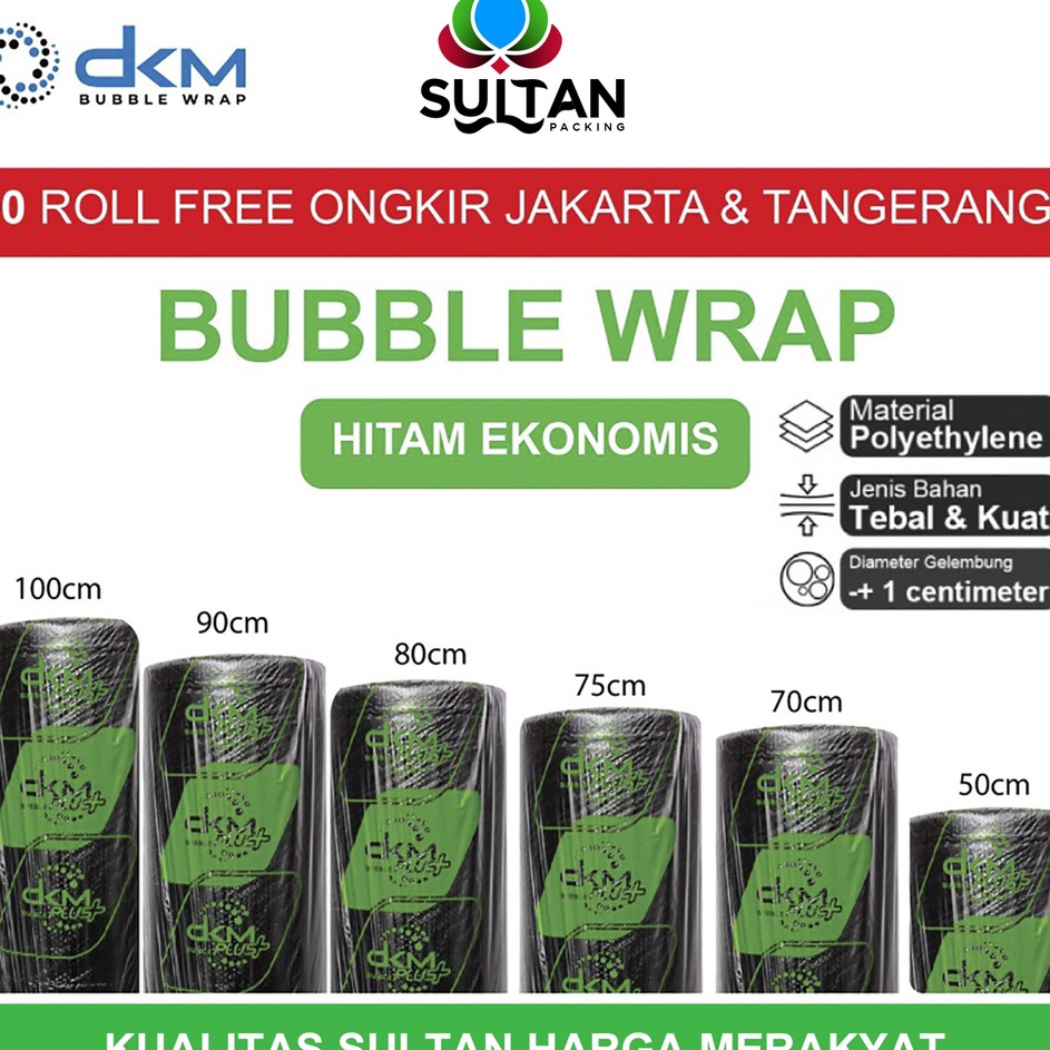 

First Order Plastik Bubble Wrap DKM Hitam Ekonomis 5M Bubblewrap TEBAL ROLL