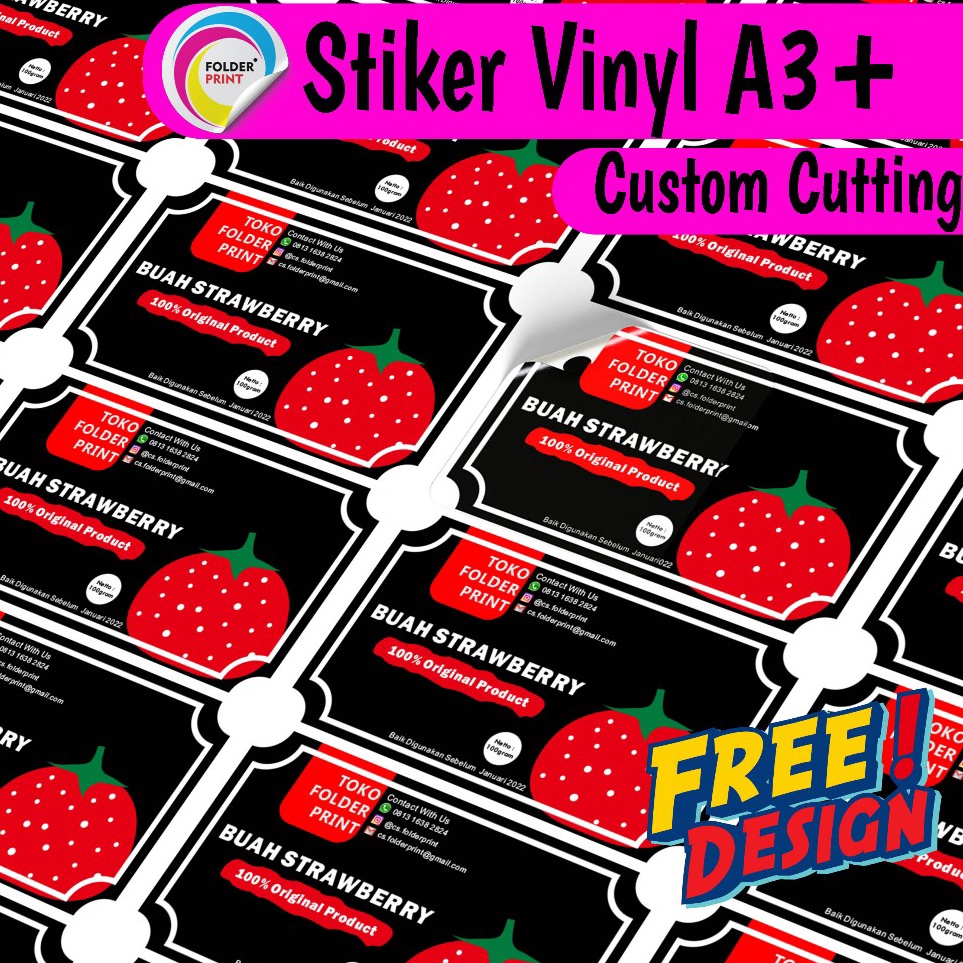 

Pasti Dikirim Stiker Vinyl A3 Anti Air Label Kemasan Produk Custom Cutting