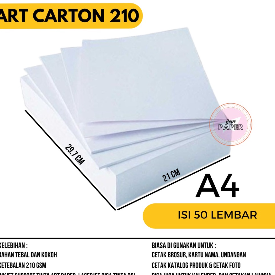 

Hemat Pembelian Kertas Art Carton A4 21 gsm isi 5 lembar Kertas Art Carton A4