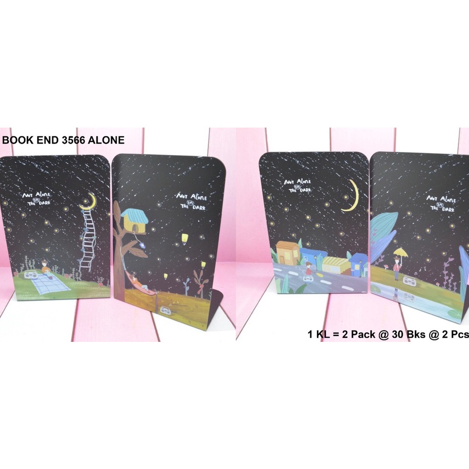 

Serbu Stock penahan buku atau stand book dari besi motif not alone in the dark