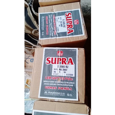 

KODE A23O LEM PUTIH PVAC SUPRA MIKATASA 5 KG TIPE S 25 BZ or lem kayu Supra