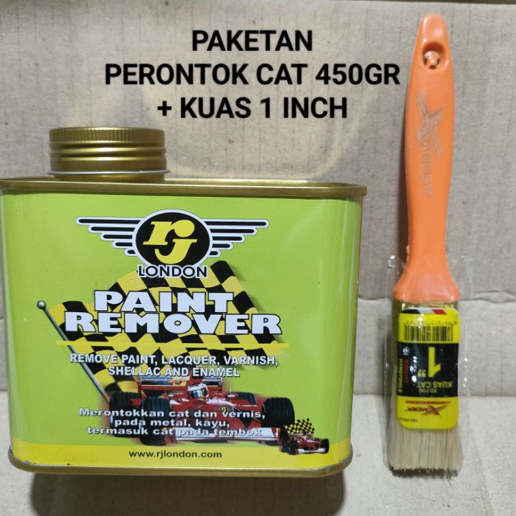 

New Promo Paketan Cairan Perontok Cat 45gr Kuas Xander 1 inch Paint Remover RJ LONDON 45 gr Pernis Serlak Enamel Kayu Logam Tembok Penghilang Cat