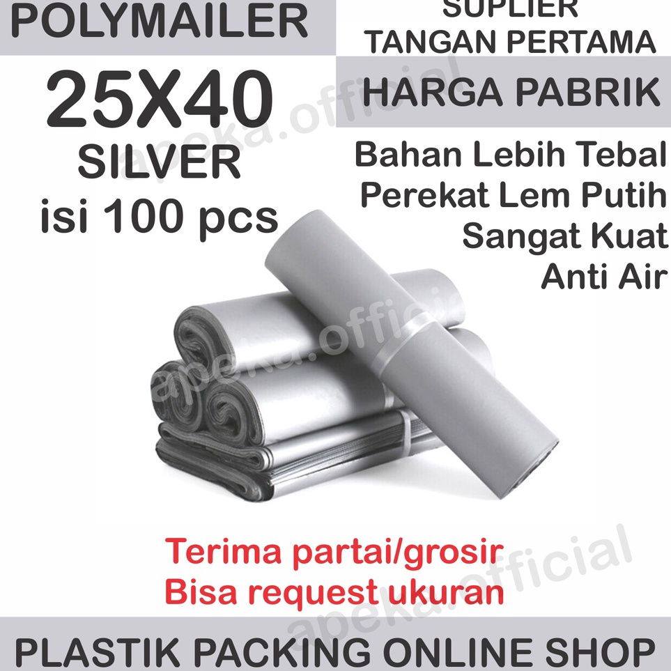 

KODE U45L Plastik Polymailer Polymer Polimer Packingan Online Shop Amplop Plastik Packing Olshop SILVER ABU ABU 25X4 CM isi 1 pcs