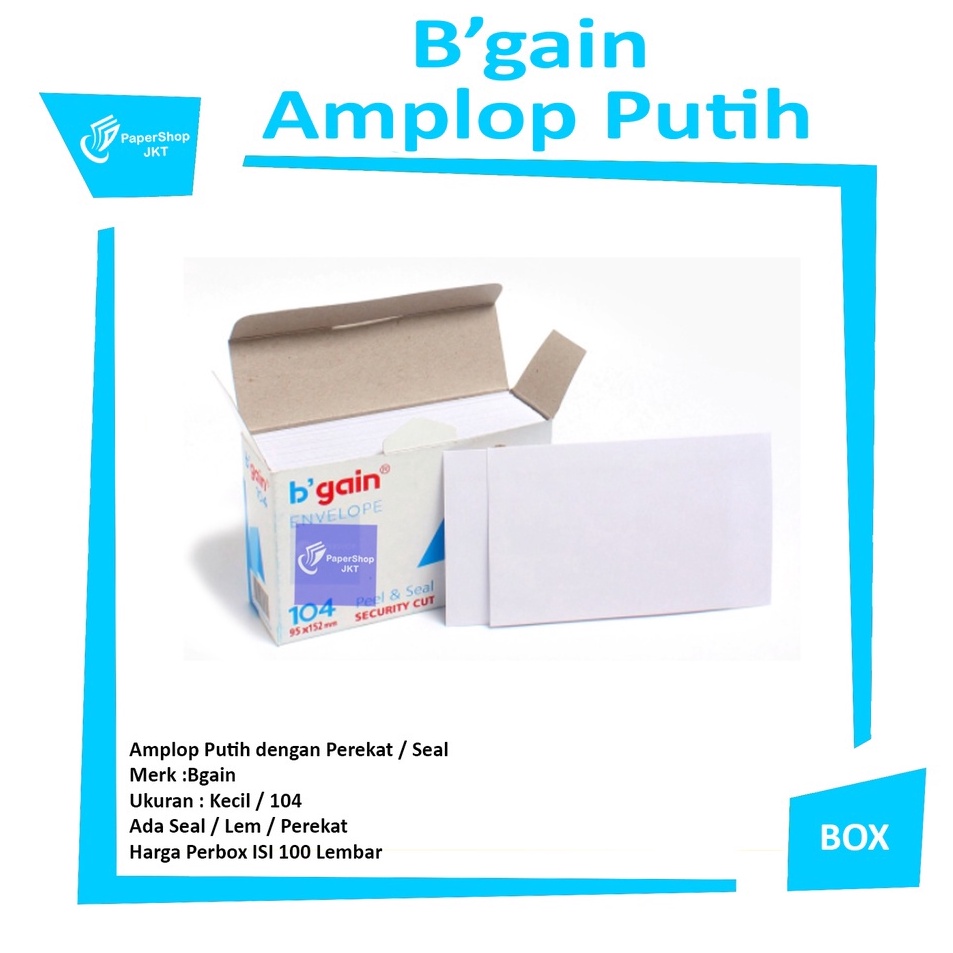 

Produk Istimewa BGAIN Amplop Putih Bgain Ukuran 14 95x152 Mm Peel Seal Pack