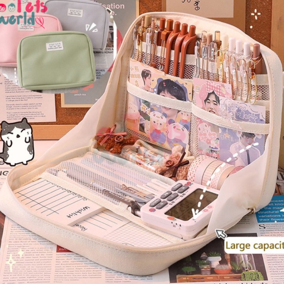 

Super Sale Tempat pensil alat tulis Kreatif multifungsi tas perlengkapan kantor dan anak sekolah kotak pensil perlengkapan kantor stationary bag