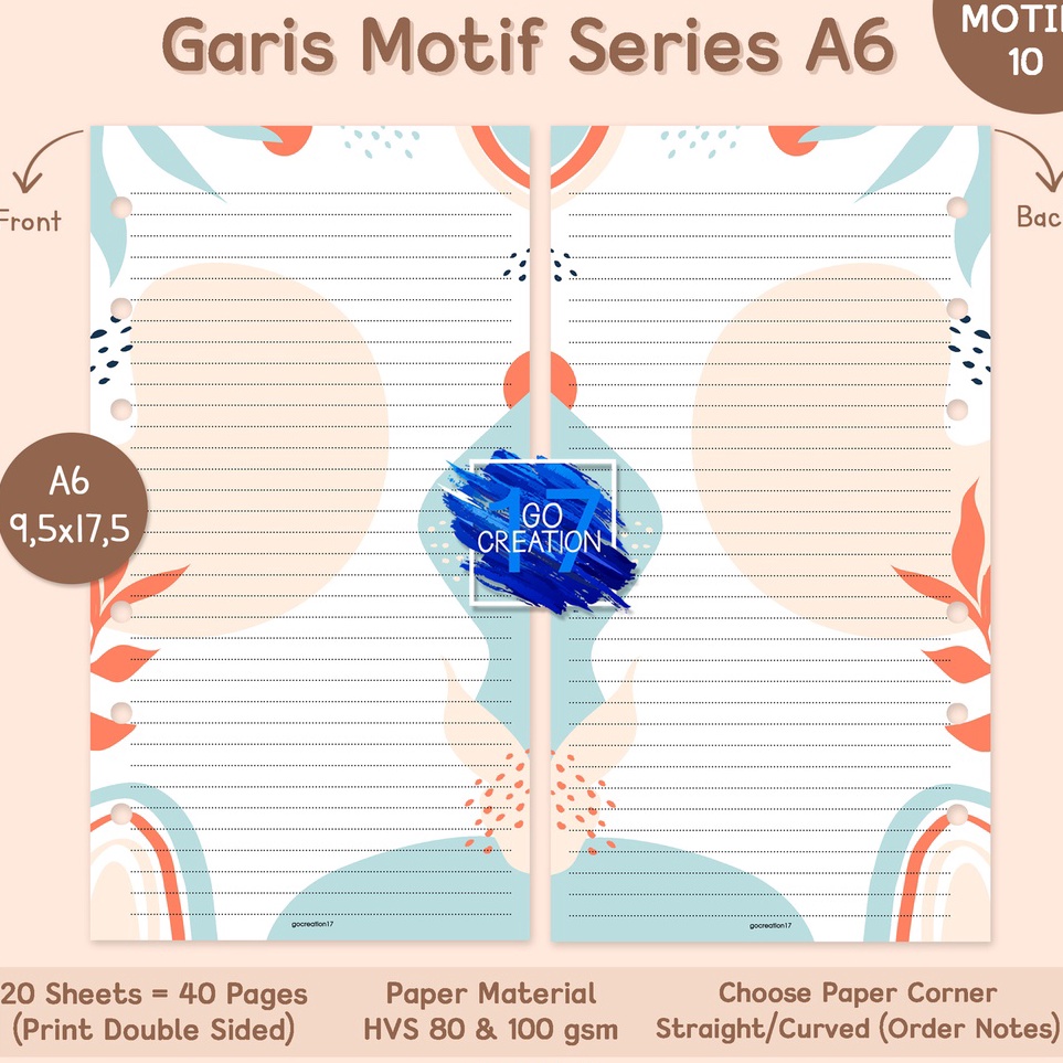 

Get Promo Buku Planner Refill Kertas Binder Note Garis Motif Series 1 Motif Premium 6 ring a6