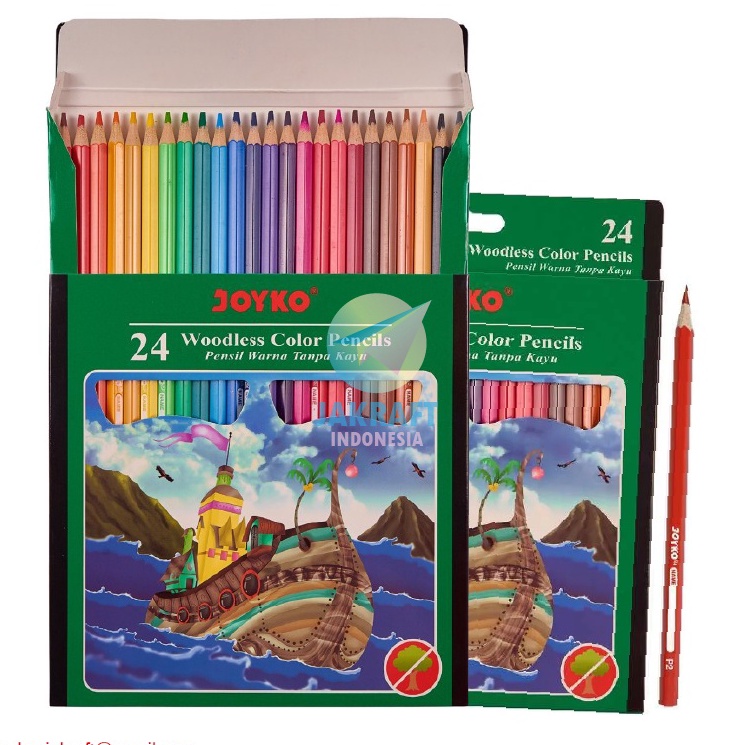 

Ready Favorit 24 Pcs Pensil Warna Panjang 24 Warna JOYKO CP14 Color Pencil Berkualitas Lebih Tebal Kuat Woodless