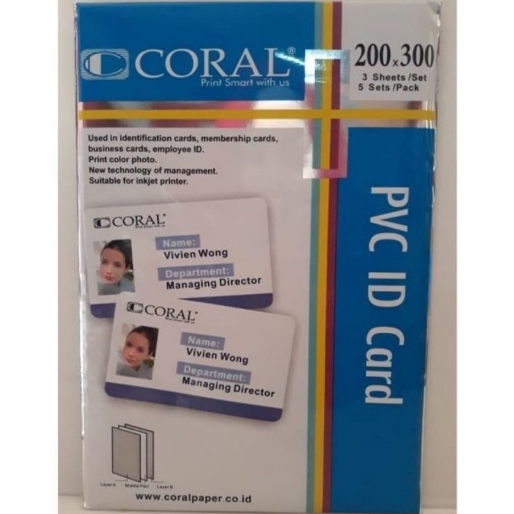 

Hadir Terkini Kertas PVC Bahan ID Card Instan Coral A4 isi 5 lembar