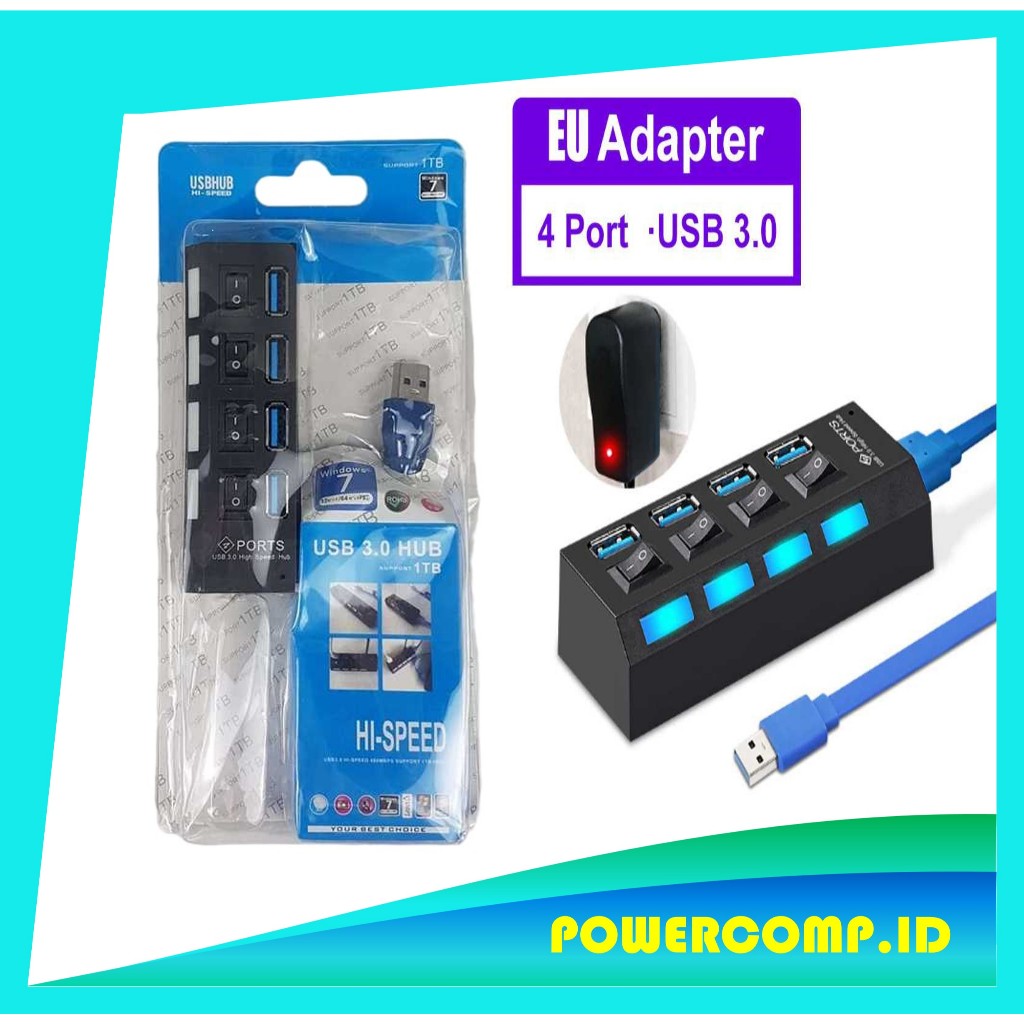 USB 3.0 Hub USB HUB Splitter USB 3.0 Hub 4 Port Hub Splitter with Power Adapter Hub Computer Accesso