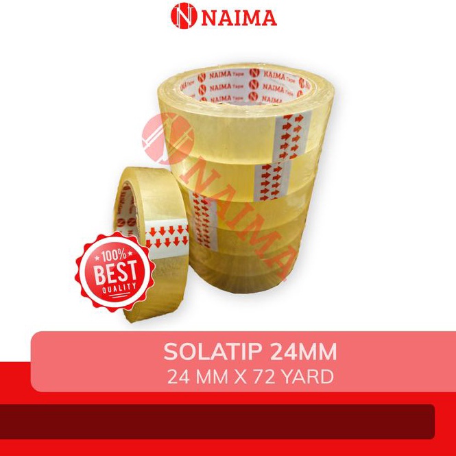 

Produk Terbaru 6pcs Isolasi Selotip 1 inch x 72 YARD Solasi Solatip Lakban Bening 24mm Naima Tape