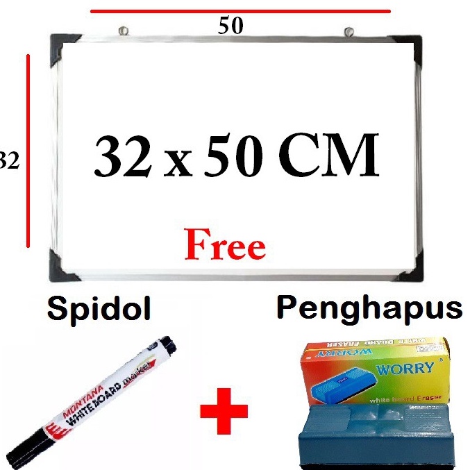 

Hadir Terkeren Papan Tulis White Board Gantung Ukuran 32 cm x 5 cm Free Spidol dan Penghapus