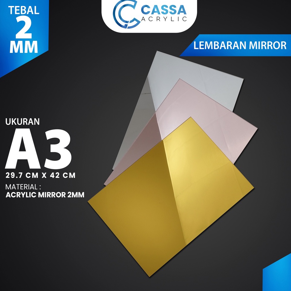 

Pasti Ada CASSAAKRILIK MIRROR A3 2MM ACRYLIC SHEET GOLD ROSE GOLD SILVER LEMBARAN EMAS KACA GROSIR BERKUALITAS