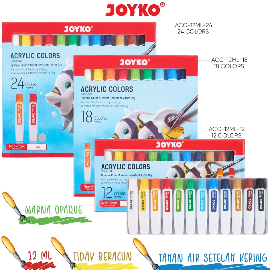

Harga Update Joyko TITI Acrylic Colour 12 18 24 Warna Cat Akrilik Joyko SET ACC12ML