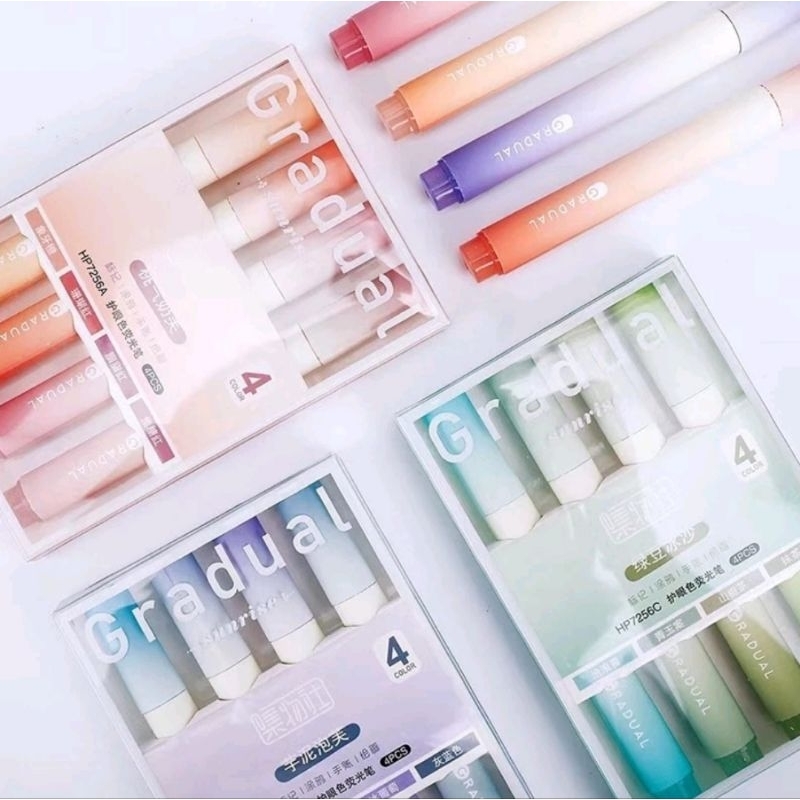 

1 SET ISI 4 HIGHLIGHTER WARNA PASTEL TERANG / 1 SET STABILO HIGHLIGHTER WARNA