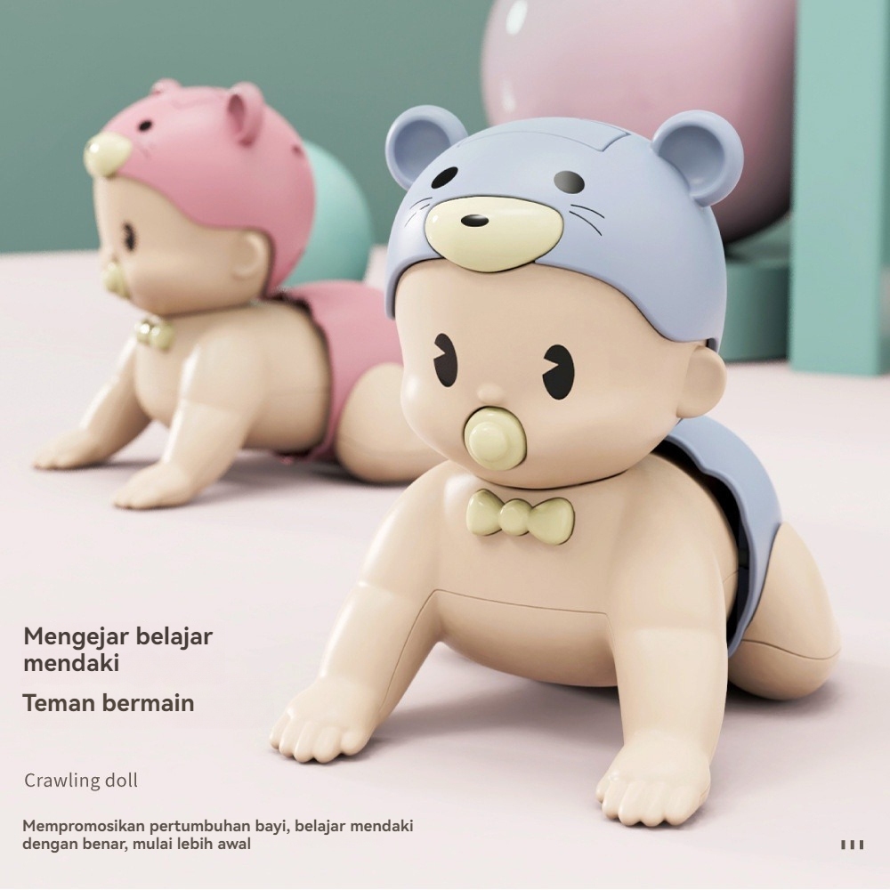 Mainan Boneka Bayi Merangkak Musik / Crawling Doll / Boneka Bayi Merangkak