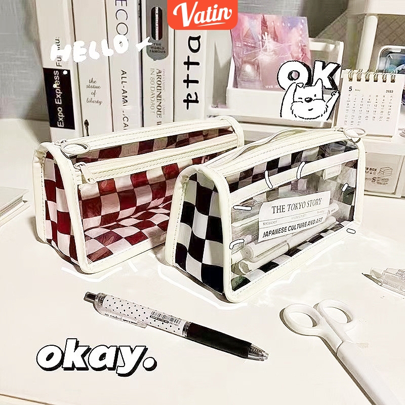 

Tas Pensil kotak pensil Hitam dan Putih TransparanPensil case/kotak alat tulis - Vatin_Shop