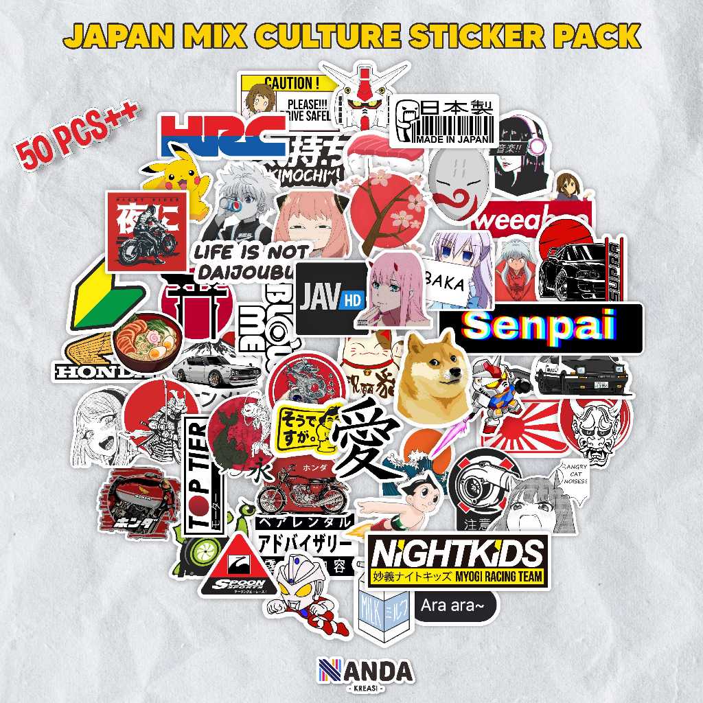 

[53 Pcs] Sticker Koper / Tumblr - Tema Jepang Mix Vinyl Cutting Anti Air
