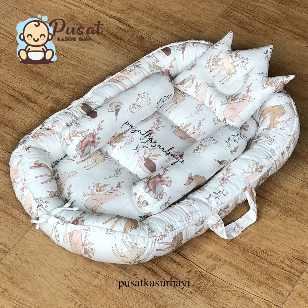 KASUR BABY NEST POLOS SET KELAMBU + BEDCOVER FREE BANTAL KOTAK & TAS terlaris terbaru