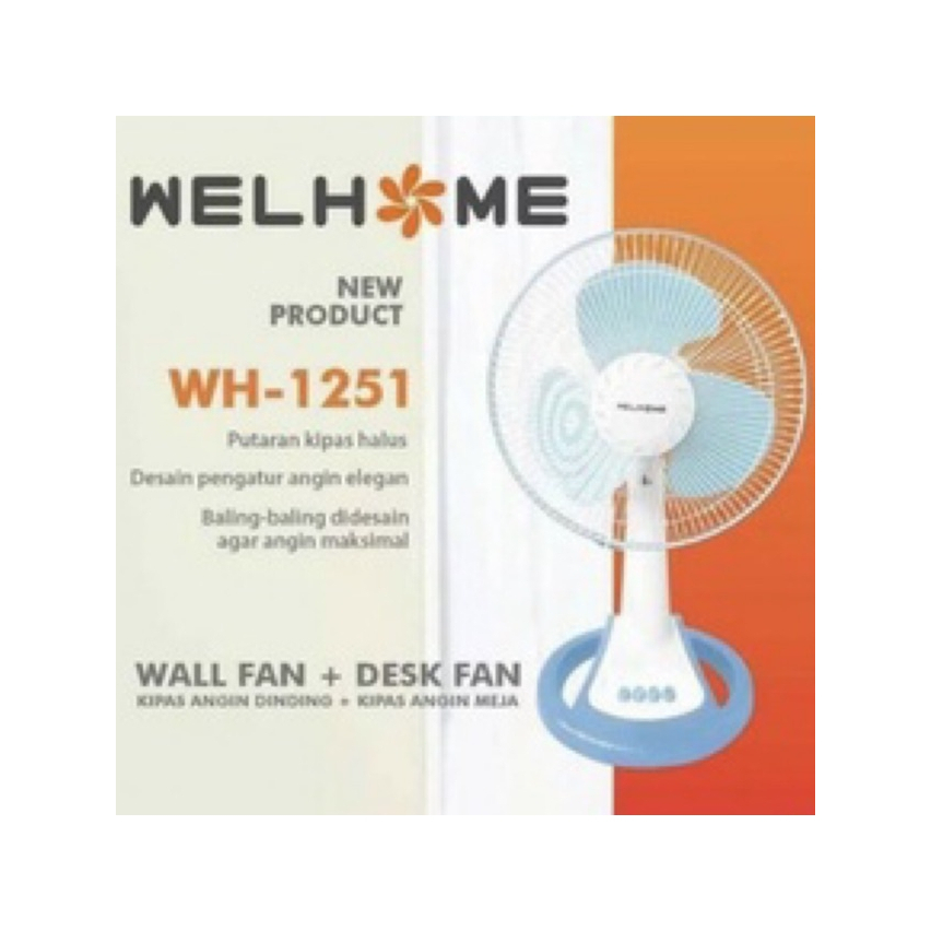 WELHOME Kipas Tornado 10 Inch WH 1062M / 1261M - Kipas Besi Desk Fan & Wall Fan Swing / WH 0851 8inc
