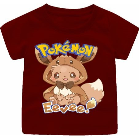 Baju kaos Anak Pokemon Hoodie Eevee Game Cowok/Cewek 1-12TAHUN/REMAJA/DEWASA S-7XL