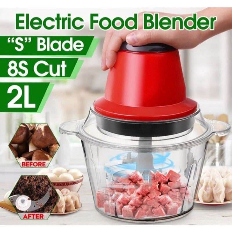 Chooper Food Processor Blender Daging Chopper Penggiling Makanan 2 Liter Omicko