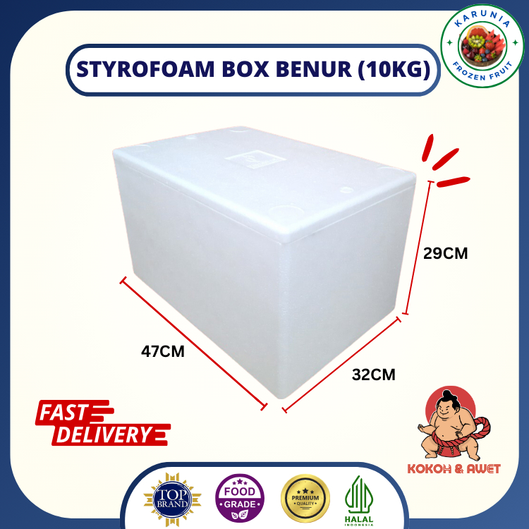 Styrofoam Box Benur UK 47x32x30CM/ Sterofoam Box Ikan 10KG