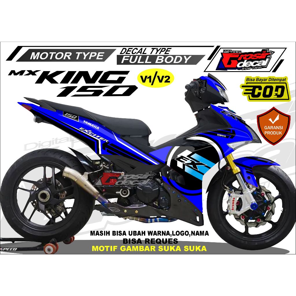 Decal Sticker MX KING 150 V1 / V2 Full Body Fullblok Free Custom Stiker MX KING V1 / V2 Full Body