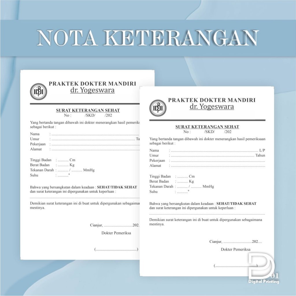 

CUSTOM NOTA KETERANGAN SEHAT