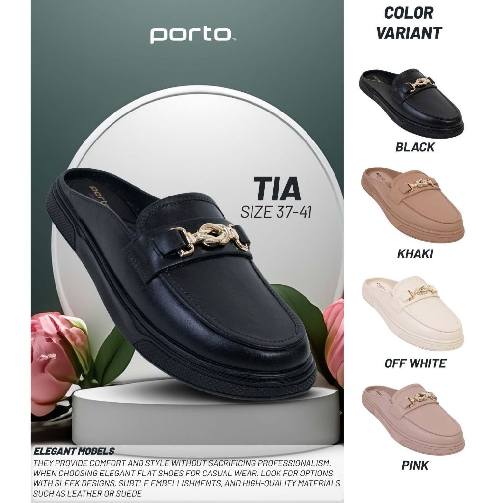 LAROSE Sepatu Sandal Wanita Terbaru Porto Tia Sepatu Sandal Flat Karet Elastis Wanita Aeshtetic Sand