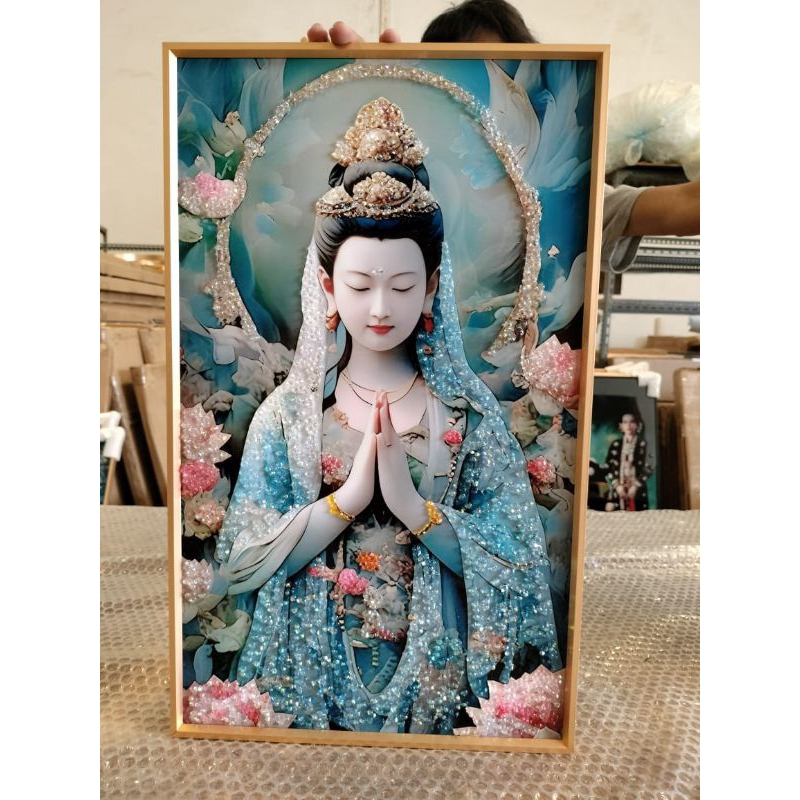 lukisan Porcelain Painting 5D Diamond Crystal lukisan Dewi kwan im