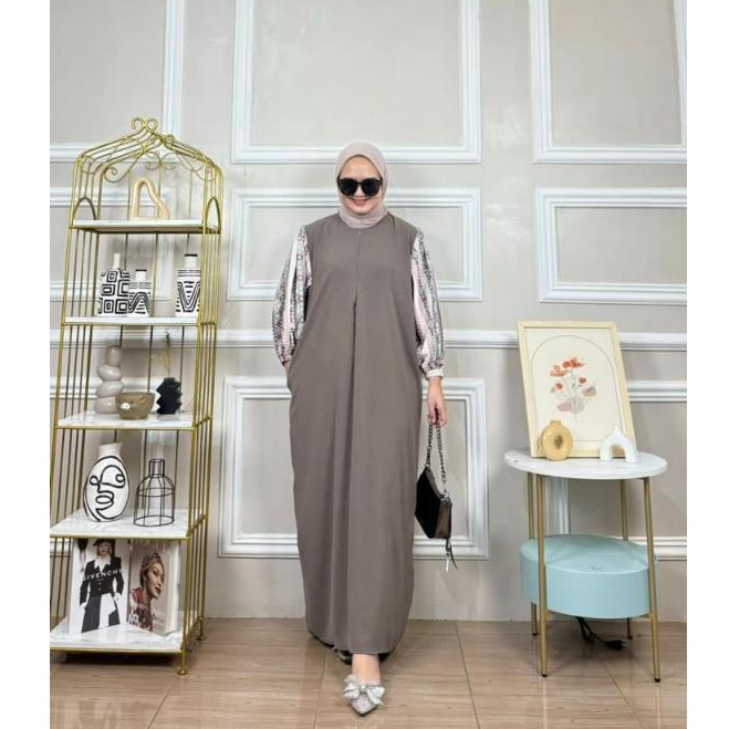 Dress Wanita Kekinian Lengan Balon Crinkle Premium | DRESS VANESA