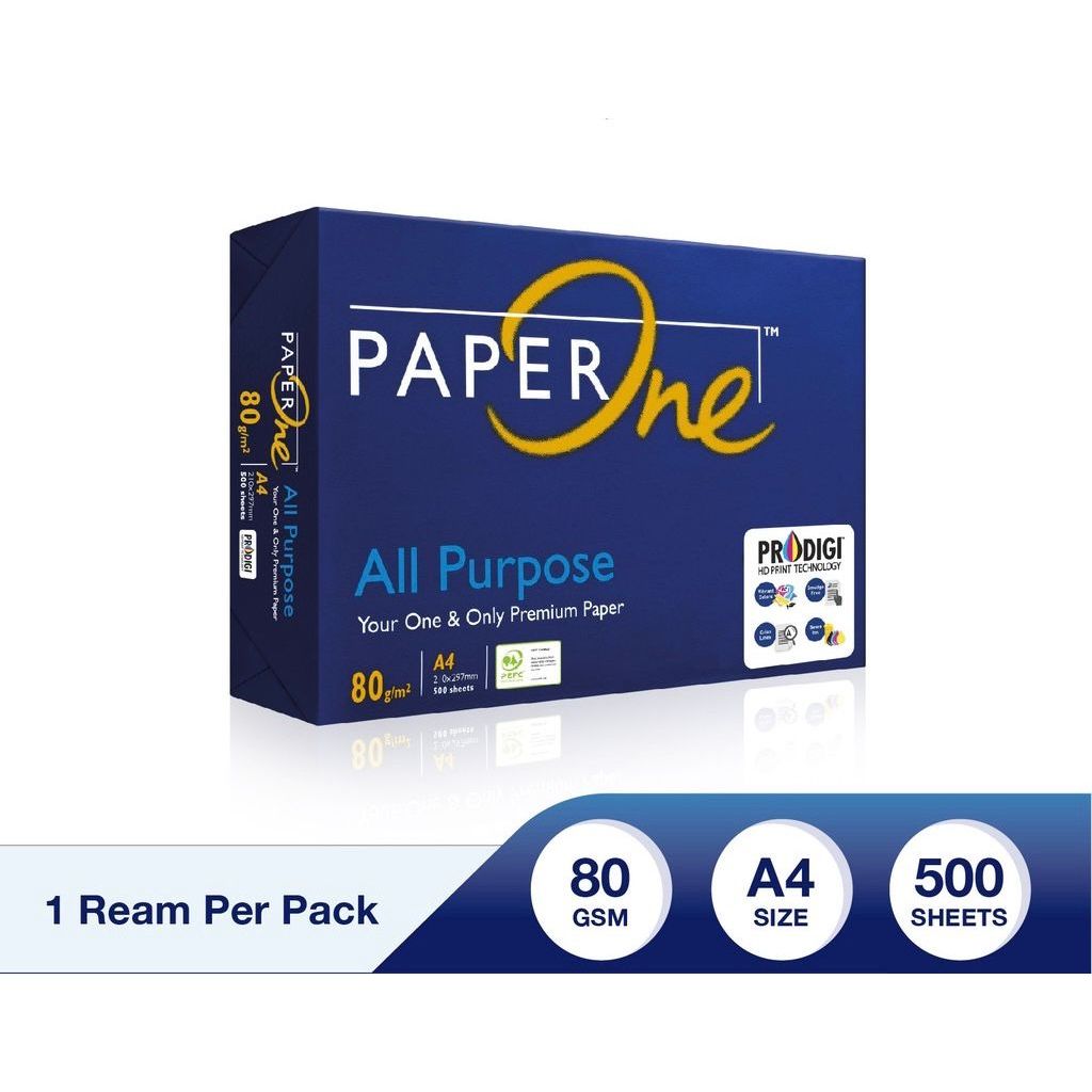 

PaperOne Kertas A4 80gr All Purpose 1 Ream (500 Sheets) Kertas HVS A4 Kertas Fotocopy