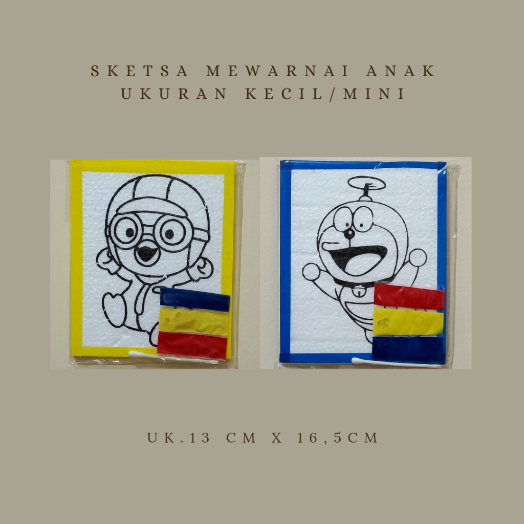 

Styrofoam mewarnai karakter anak/ list laakban ukuran 13 CM x 16,5cm paket pewarna