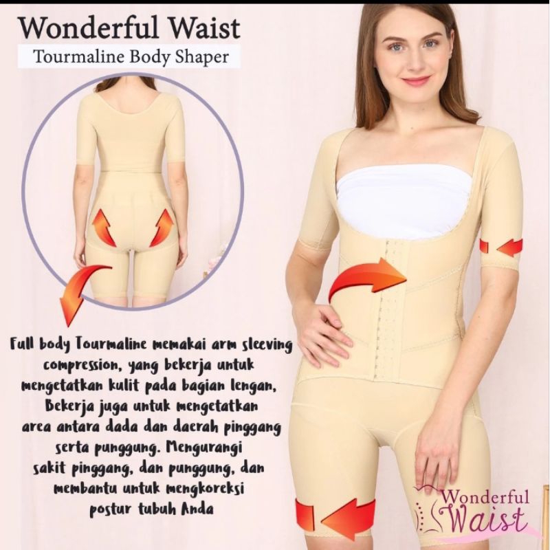 Tourmaline Body Shaper/ korset full body seluruh badan/ pembentuk badan/ pakaian pelangsing size 2XL