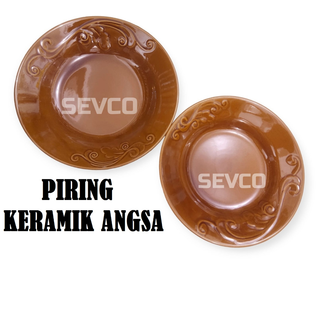 6 PCS Piring Makan Keramik Coklat / Piring Keramik 8-9Inch / Piring COKLAT ANGSA