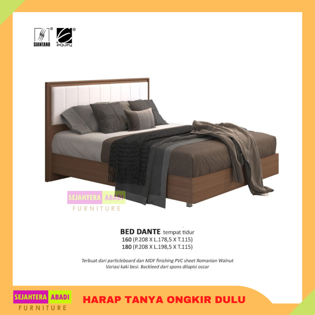 Siantano ranjang kayu Bed Dante Tempat Tidur Modern Minimalis divan dipan kayu bed set