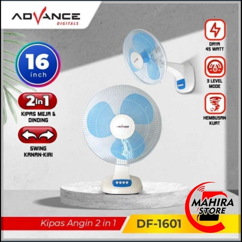 Kipas Angin Advance DF-1601 - 2in1 Meja & Dinding