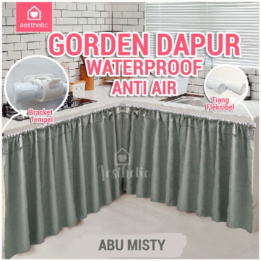 rumahaesthetic-Gorden Kolong Dapur Polos Waterproof Anti Air Anti Noda Anti Minyak
