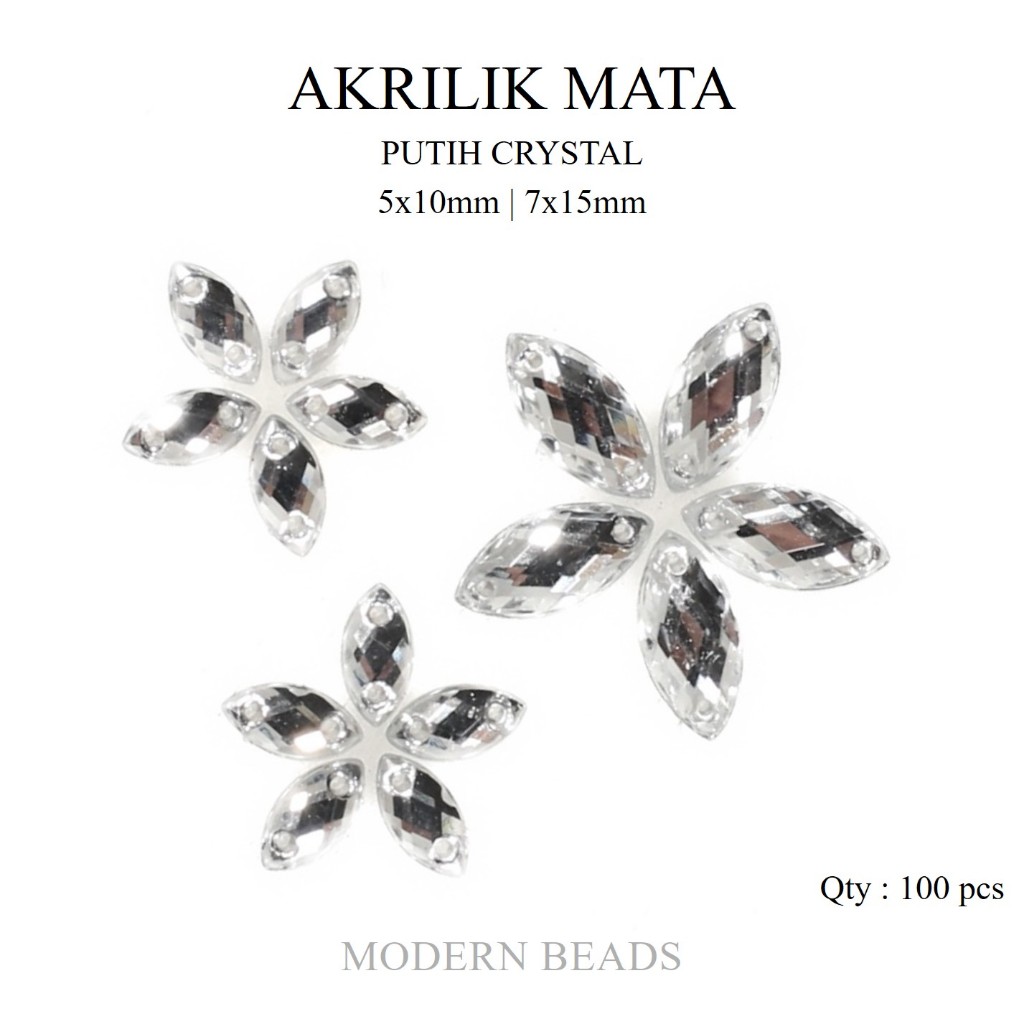 [100 PCS] AKRILIK MATA PUTIH CRYSTAL / DIAMOND KRISTAL AKRILIK / PAYET ACRYLIC MATA PUTIH GRADE A