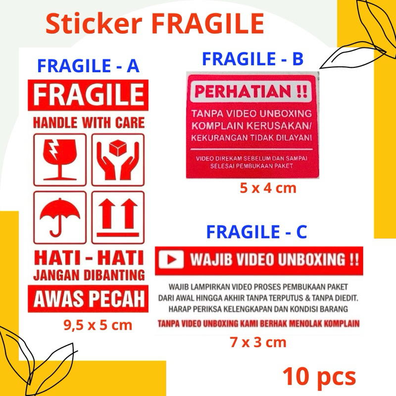 

Sumostuff Stiker Fragile 10 PCS