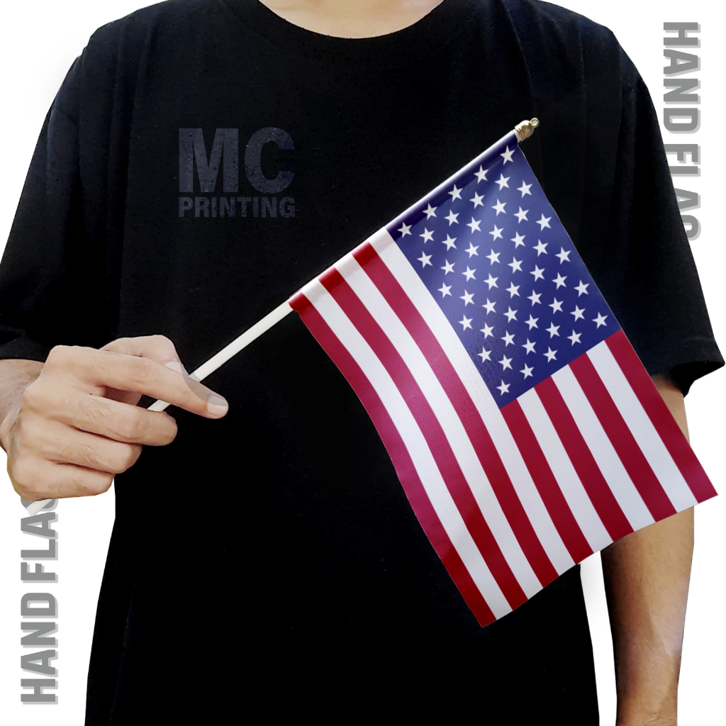 Bendera Tangan Amerika Serikat American Flag USA United States - Bendera Stik Pawai Mini Kecil Bahan